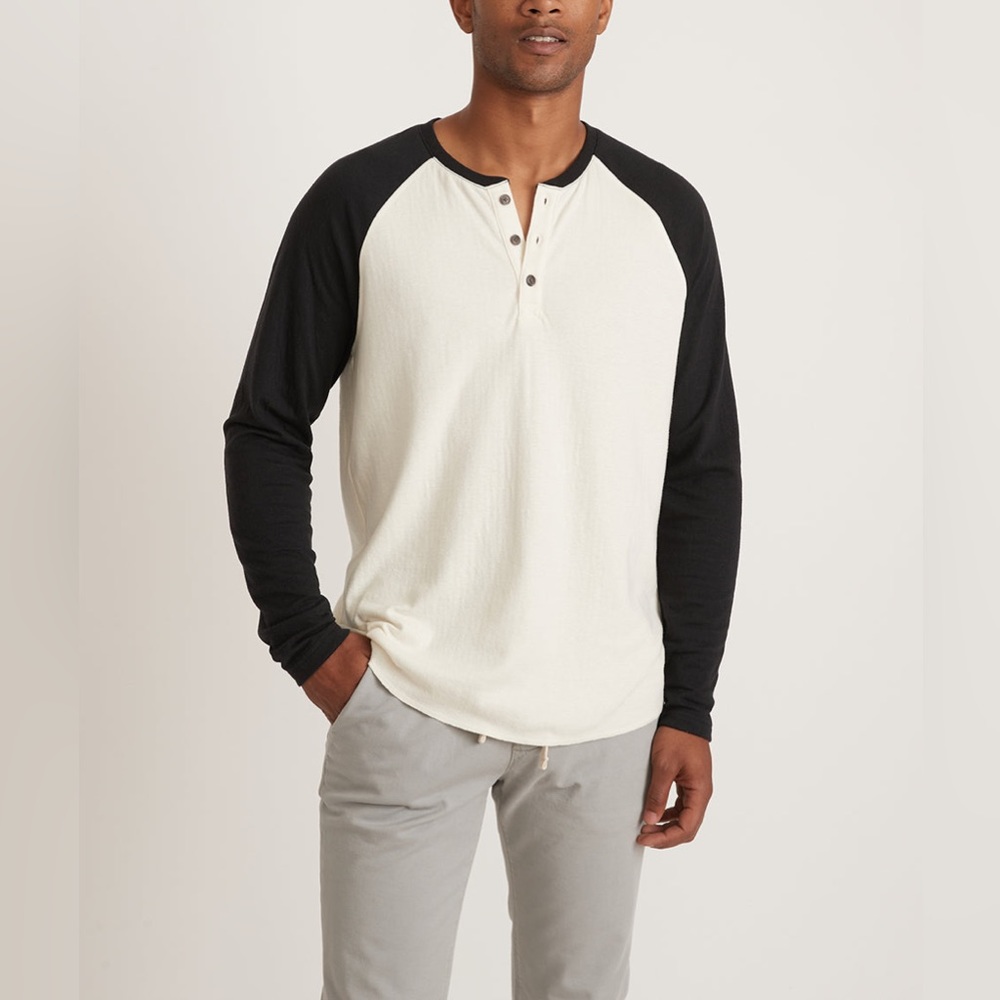 NWT Marine Layer Double Knit Long Sleeve Baseball Henley, XL